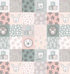 Bella Bunny & Bear, 3 Inch Nursery Squares Pink Cotton