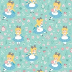 Disney's Alice in Wonderland In a World of My Own Turquoise Cotton