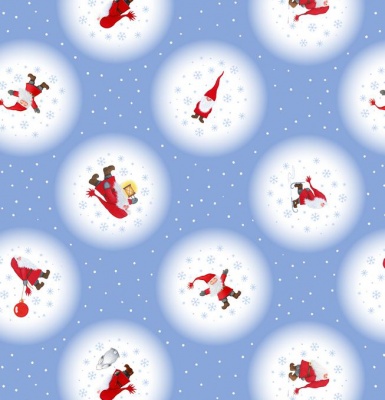 Keep Believing Tomte Snowballs on Icy Blue Cotton