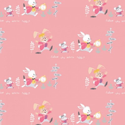 Disney's Alice in Wonderland Follow the Rabbit Pink Cotton