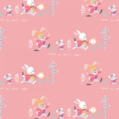 Disney's Alice in Wonderland Follow the Rabbit Pink Cotton