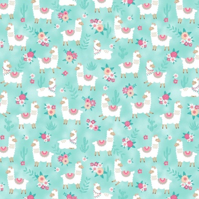 Llama Nirvana Llama and Company Aqua Cotton