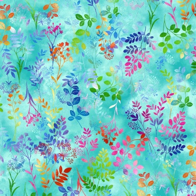 Butterfly Bliss Aqua Wildflower Cotton