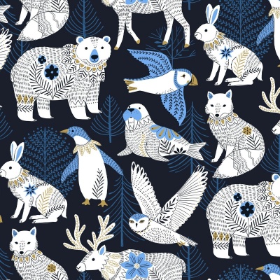 Arctic Animals Ink Cotton