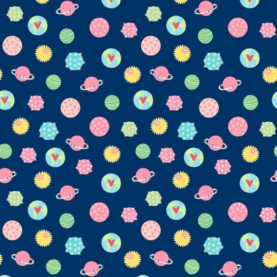 Handle With Care Beautiful Planets Navy Cotton
