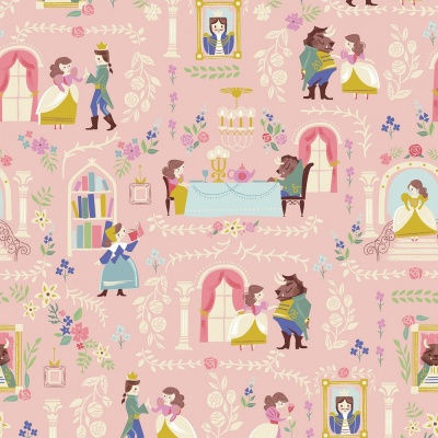 Beauty & The Beast Main Pink Cotton