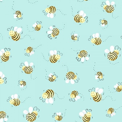 Aqua Bees Allover Cotton