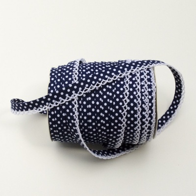 Navy Spot Lace Edge Bias