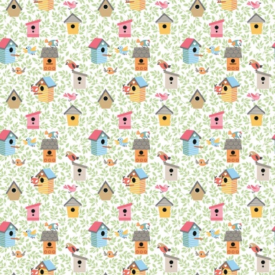 Cat's Meow Birdhouse Green Cotton