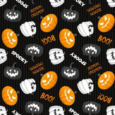 Black Pumpkin Allover Glow Cotton