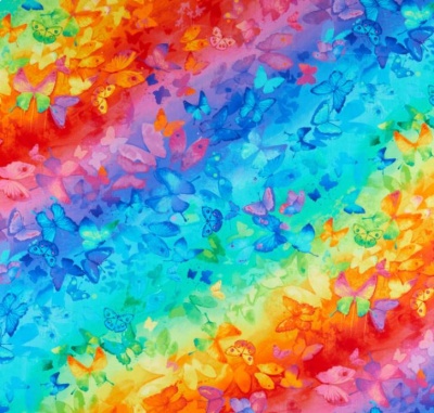 Bright Butterflies Rainbow Digital Cotton