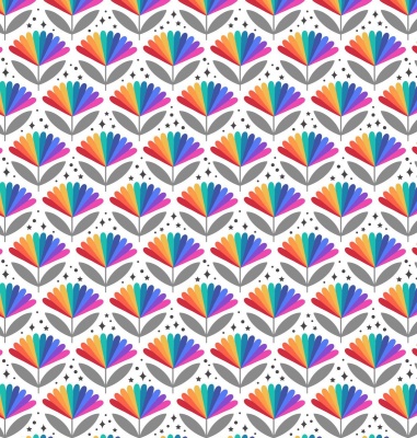 OTR Bright Rainbow Flower Cotton