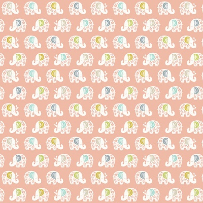 Baby Safari Elephants Pink Cotton