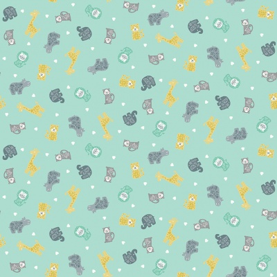 Baby Safari Scatter Turquoise Cotton
