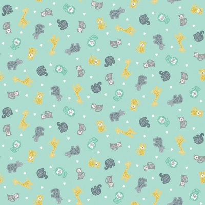 Baby Safari Scatter Turquoise Cotton