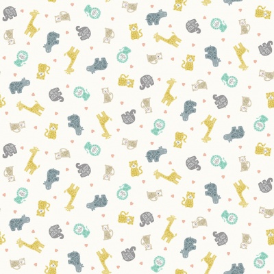 Baby Safari Scatter White Cotton