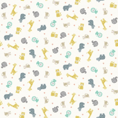 Baby Safari Scatter White Cotton