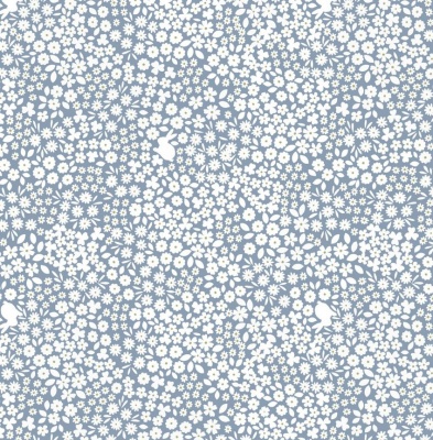 Bunny Hop Mini Bunny Floral on Light Denim Cotton