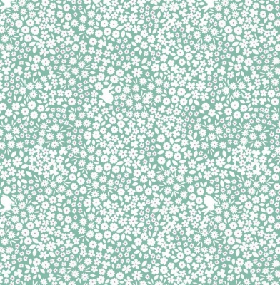 Bunny Hop Mini Bunny Floral on Spring Green Cotton