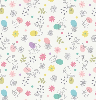 Spring Treats Chicks & Bunnies on Cream Cotton