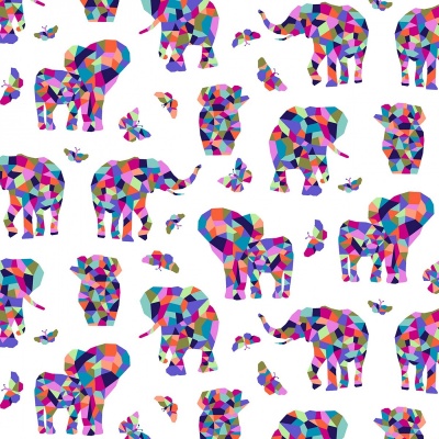 Elephant Mosaic Multi Cotton