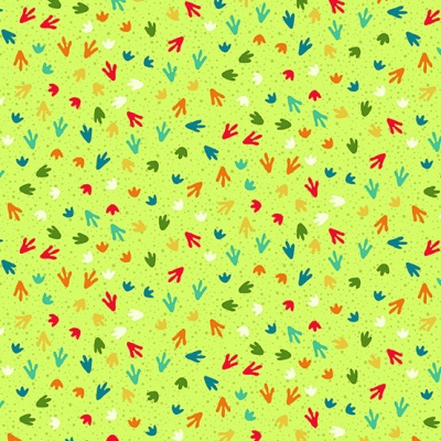 Dino Footprints Green Cotton