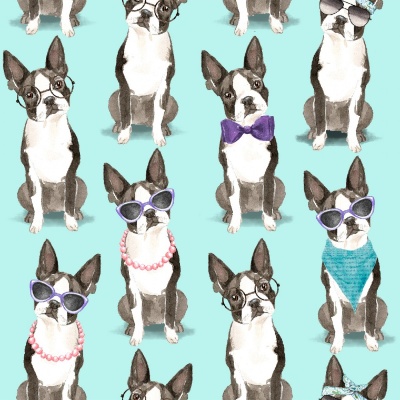A dog's Life French Bulldog Turquoise Cotton
