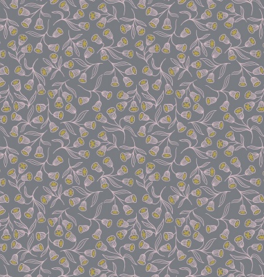 Enchanted Flowers on Grey with Gold Metallic Cotton