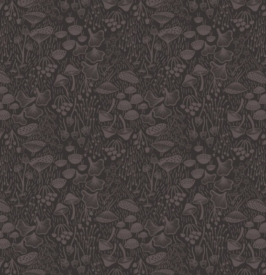 Enchanted Fantastic Fungi on Midnight Cotton