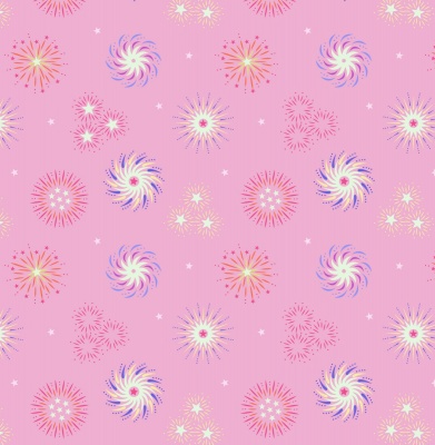 Small Things Fireworks on Pink Cotton