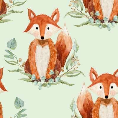 Forest Friends Green Fox Cotton