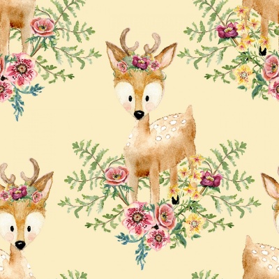 Forest Friends Yellow Deer Cotton