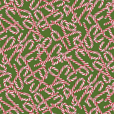 Gingerbread Factory Tossed Candy Canes Green Cotton