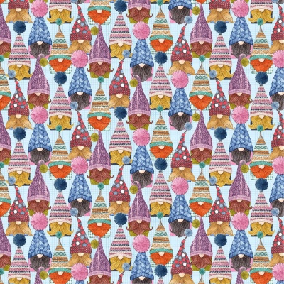 Love You Gnome-atter What Set Gnomes Blue Cotton