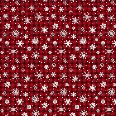 Snowflakes on Check Plaid Red Cotton