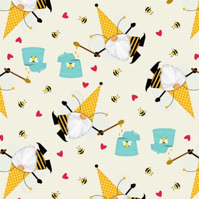 Honey Bee Cream Gnomes Cotton