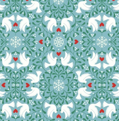 Hygge Glow Scandi Dove on Icy Blue Cotton