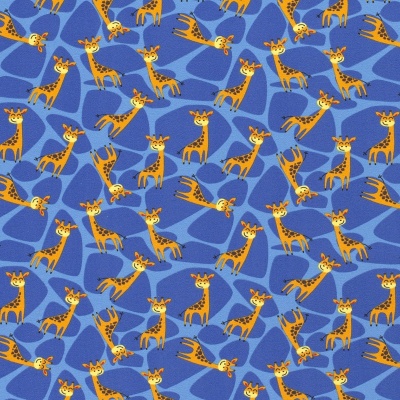 Giraffes on Blue Jersey