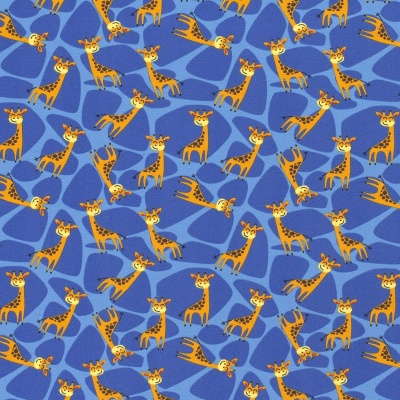 Giraffes on Blue Jersey