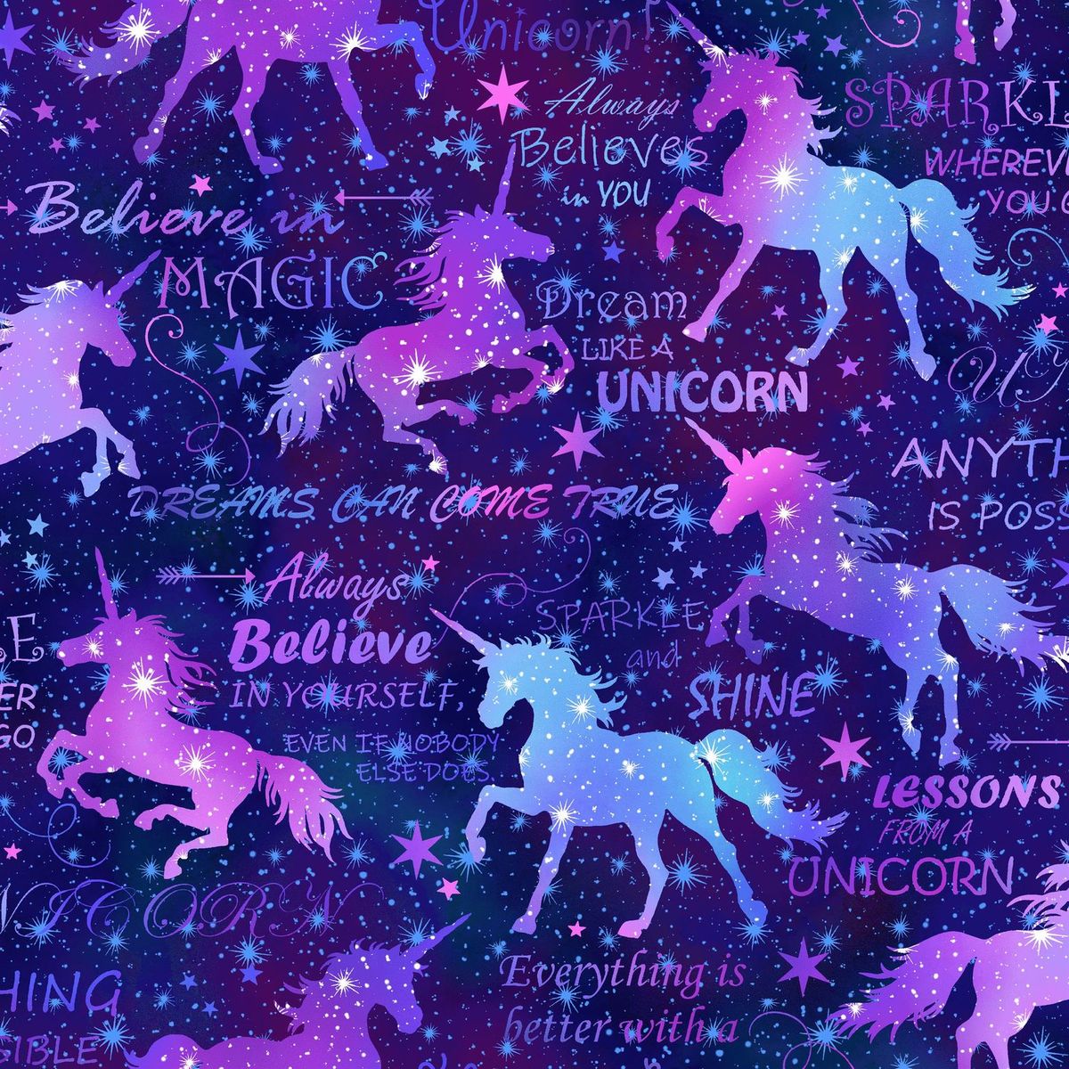 Unicorn Dreams Royal Unicorns Cotton by Henry Glass