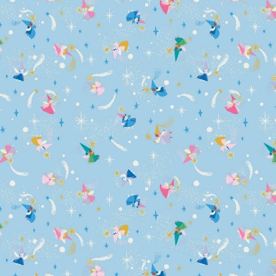 Little Brier Rose Fairies Blue Sparkle Cotton