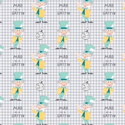 Disney's Alice in Wonderland Mad as a Hatter Grey Cotton