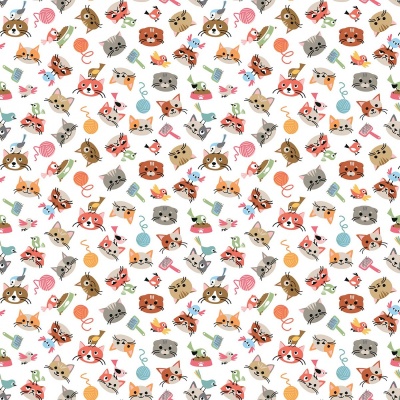Cat's Meow Head Toss White Cotton