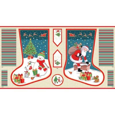 Merry Christmas Large Stocking Panel Metallic