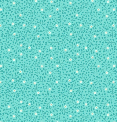 Spring Treats Mini Heart Floral Blue Cotton