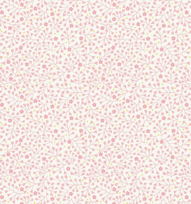 Spring Treats Mini Heart Floral Pink on Cream Cotton
