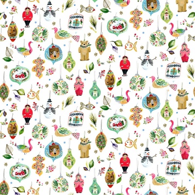 Multi Ornaments White Cotton