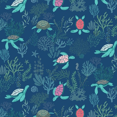 Shell Yeah! Turtely Awesome Navy Cotton