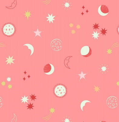 Small Things Night Sky on Sundown Pink Cotton