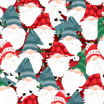 I'll Be Gnome for Christmas Packed Gnomes Cotton